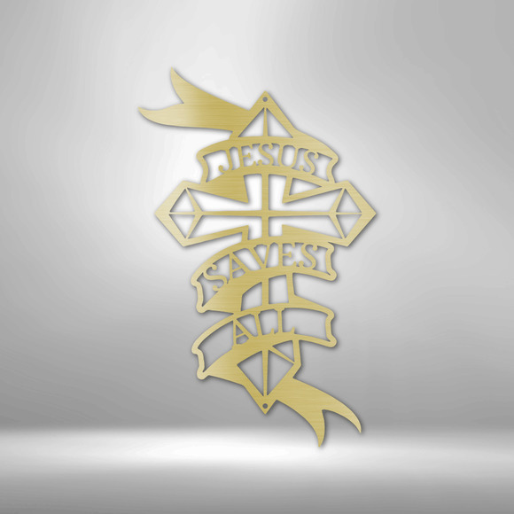 Scripture Sign Jesus Saves All Steel Sign Laser Cut Powder Coated Home & Office
